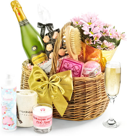 Luxury Floral Pampering Set Gift Basket With Prosecco